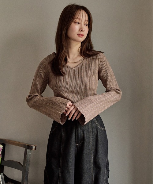 mideal(マイディール)の「flare sleeve rib knit / フレアスリーブリブニット(ニット/セーター・レディース・ボルドー/ネイビー/ブラウン・FREE)」の15枚目の写真
