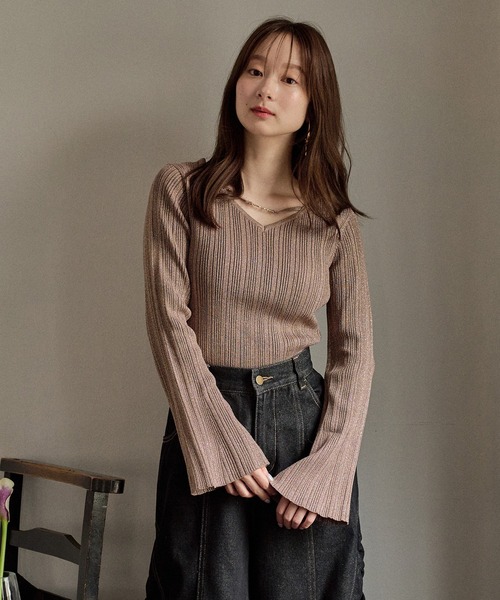mideal(マイディール)の「flare sleeve rib knit / フレアスリーブリブニット(ニット/セーター・レディース・ボルドー/ネイビー/ブラウン・FREE)」の16枚目の写真