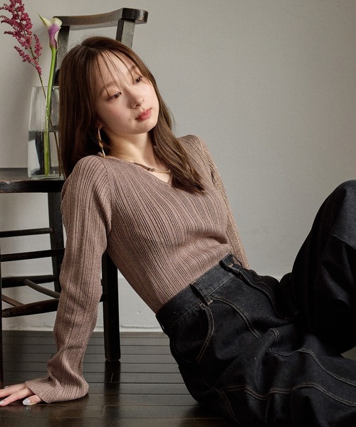mideal(マイディール)の「flare sleeve rib knit / フレアスリーブリブニット(ニット/セーター・レディース・ボルドー/ネイビー/ブラウン・FREE)」の19枚目の写真