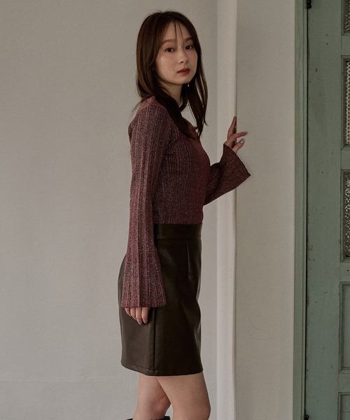 mideal(マイディール)の「flare sleeve rib knit / フレアスリーブリブニット(ニット/セーター・レディース・ボルドー/ネイビー/ブラウン・FREE)」の5枚目の写真