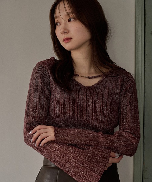 mideal(マイディール)の「flare sleeve rib knit / フレアスリーブリブニット(ニット/セーター・レディース・ボルドー/ネイビー/ブラウン・FREE)」の8枚目の写真