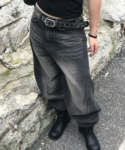 Chikashitsu +（チカシツプラス）の「【Chikashitsu +】Three-dimensional denim pants / 【チカシツプラス】スリーディメンショナルデニムパンツ（デニムパンツ・メンズ・ブラック・M/S）」の18枚目の写真
