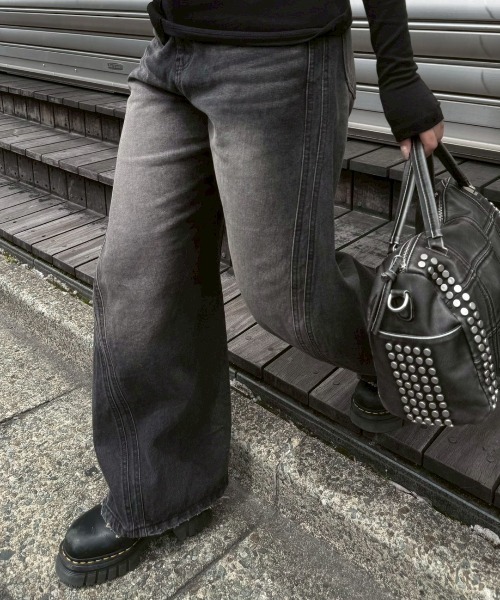 Chikashitsu +（チカシツプラス）の「【Chikashitsu +】Three-dimensional denim pants / 【チカシツプラス】スリーディメンショナルデニムパンツ（デニムパンツ・メンズ・ブラック・M/S）」の12枚目の写真