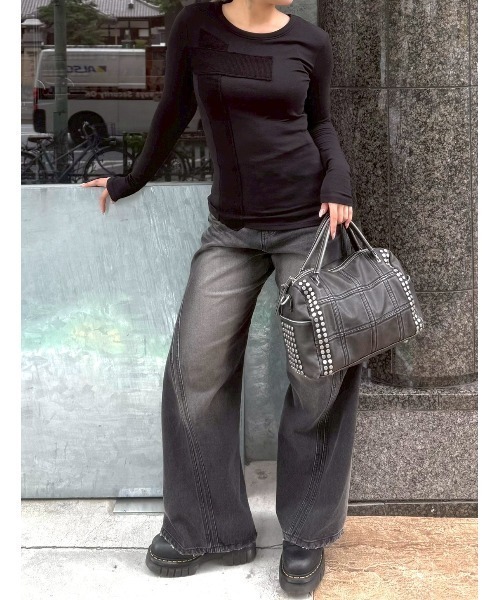 Chikashitsu +（チカシツプラス）の「【Chikashitsu +】Three-dimensional denim pants / 【チカシツプラス】スリーディメンショナルデニムパンツ（デニムパンツ・メンズ・ブラック・M/S）」の11枚目の写真