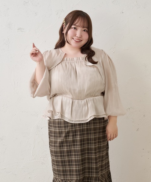 Louiosy(ルオシー)の「【Louiosy】【大きいサイズ】アソートシアーボレロ+ペプラムキャミビスチェアンサンブル(シャツ/ブラウス・レディース・ブラック系その他/ブルー系その他/アイボリー・3L/X-LARGE/4L)」の15枚目の写真