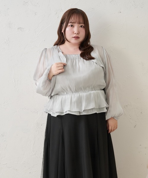 Louiosy(ルオシー)の「【Louiosy】【大きいサイズ】アソートシアーボレロ+ペプラムキャミビスチェアンサンブル(シャツ/ブラウス・レディース・ブラック系その他/ブルー系その他/アイボリー・3L/X-LARGE/4L)」の16枚目の写真