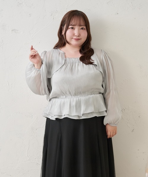 Louiosy(ルオシー)の「【Louiosy】【大きいサイズ】アソートシアーボレロ+ペプラムキャミビスチェアンサンブル(シャツ/ブラウス・レディース・ブラック系その他/ブルー系その他/アイボリー・3L/X-LARGE/4L)」の17枚目の写真