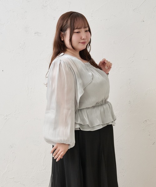 Louiosy(ルオシー)の「【Louiosy】【大きいサイズ】アソートシアーボレロ+ペプラムキャミビスチェアンサンブル(シャツ/ブラウス・レディース・ブラック系その他/ブルー系その他/アイボリー・3L/X-LARGE/4L)」の18枚目の写真