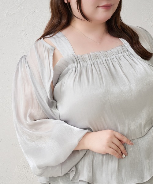 Louiosy(ルオシー)の「【Louiosy】【大きいサイズ】アソートシアーボレロ+ペプラムキャミビスチェアンサンブル(シャツ/ブラウス・レディース・ブラック系その他/ブルー系その他/アイボリー・3L/X-LARGE/4L)」の5枚目の写真