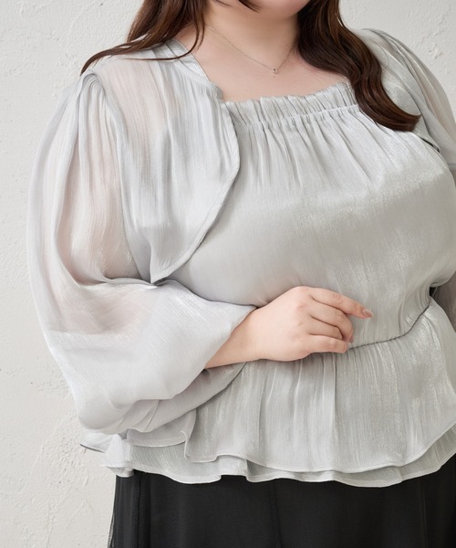 Louiosy(ルオシー)の「【Louiosy】【大きいサイズ】アソートシアーボレロ+ペプラムキャミビスチェアンサンブル(シャツ/ブラウス・レディース・ブラック系その他/ブルー系その他/アイボリー・3L/X-LARGE/4L)」の6枚目の写真
