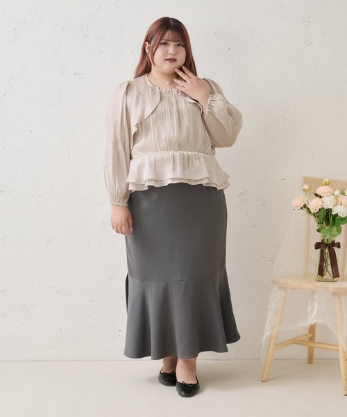 Louiosy(ルオシー)の「【Louiosy】【大きいサイズ】アソートシアーボレロ+ペプラムキャミビスチェアンサンブル(シャツ/ブラウス・レディース・ブラック系その他/ブルー系その他/アイボリー・3L/X-LARGE/4L)」の12枚目の写真
