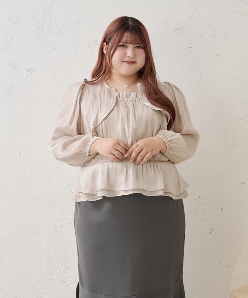 Louiosy(ルオシー)の「【Louiosy】【大きいサイズ】アソートシアーボレロ+ペプラムキャミビスチェアンサンブル(シャツ/ブラウス・レディース・ブラック系その他/ブルー系その他/アイボリー・3L/X-LARGE/4L)」の8枚目の写真
