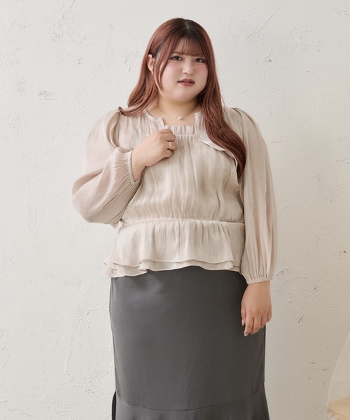 Louiosy(ルオシー)の「【Louiosy】【大きいサイズ】アソートシアーボレロ+ペプラムキャミビスチェアンサンブル(シャツ/ブラウス・レディース・ブラック系その他/ブルー系その他/アイボリー・3L/X-LARGE/4L)」の11枚目の写真