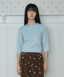 DAILY 3/4 SLEEVE KNIT TOP_LIGHT BLUE