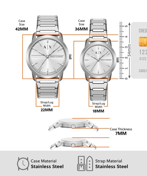 ARMANI EXCHANGE(アルマーニエクスチェンジ)の「アルマーニ・エクスチェンジ 腕時計 メンズ アナログ ステンレス AX7180SET(アナログ腕時計・メンズ・シルバー・FREE)」の5枚目の写真