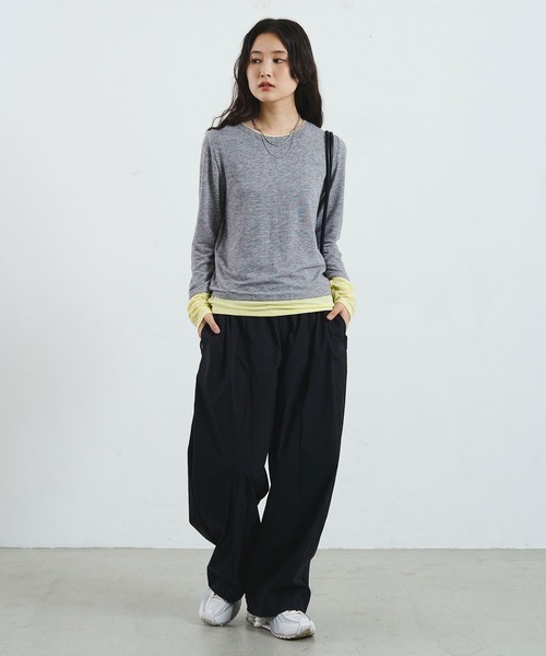 ROSE BUD(ローズバッド)の「COLOR BLOCK LAYERED TEE(Tシャツ/カットソー・レディース・グレー/ライトグリーン・ONE SIZE)」の6枚目の写真