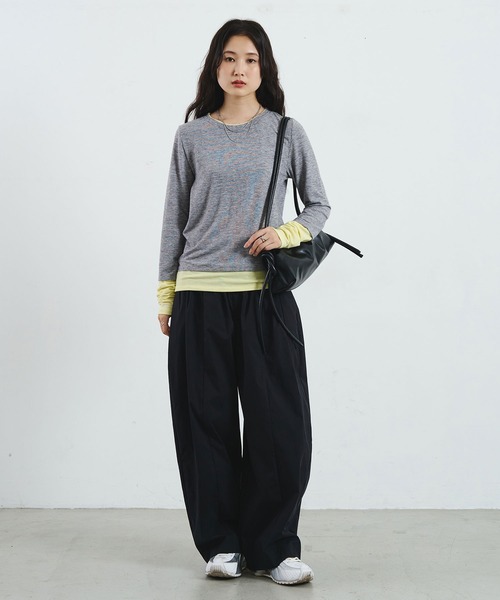 ROSE BUD(ローズバッド)の「COLOR BLOCK LAYERED TEE(Tシャツ/カットソー・レディース・グレー/ライトグリーン・ONE SIZE)」の7枚目の写真