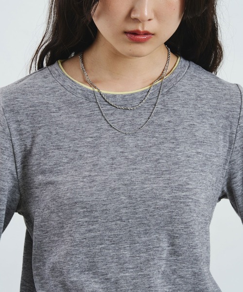 ROSE BUD(ローズバッド)の「COLOR BLOCK LAYERED TEE(Tシャツ/カットソー・レディース・グレー/ライトグリーン・ONE SIZE)」の10枚目の写真