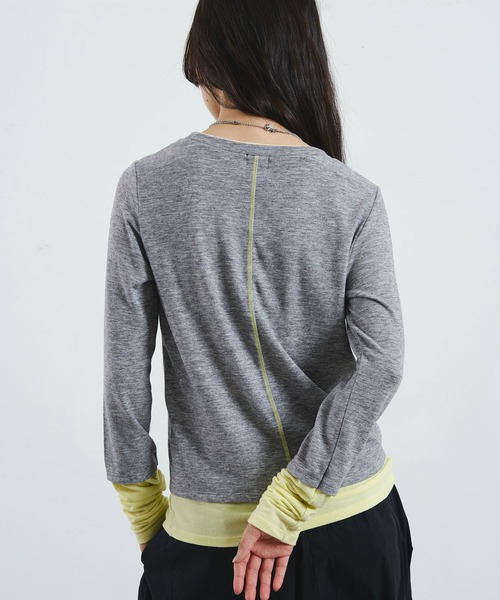 ROSE BUD(ローズバッド)の「COLOR BLOCK LAYERED TEE(Tシャツ/カットソー・レディース・グレー/ライトグリーン・ONE SIZE)」の14枚目の写真