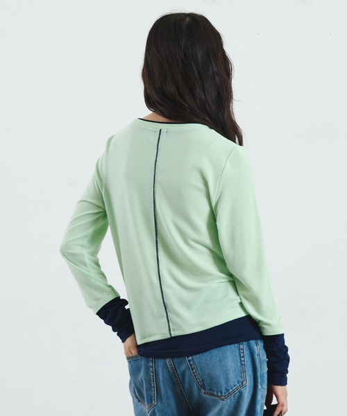 ROSE BUD(ローズバッド)の「COLOR BLOCK LAYERED TEE(Tシャツ/カットソー・レディース・グレー/ライトグリーン・ONE SIZE)」の17枚目の写真