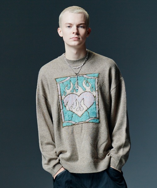 glamb(グラム)の「Jacquard Pullover Knit / ジャガードプルオーバーニット(ニット/セーター・メンズ・ベージュ/ブラック・S/M/L)」の2枚目の写真