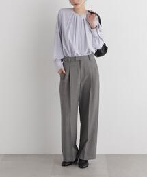 シャンブレーシャークスキンタックセミワイドパンツ(セットアップ可)