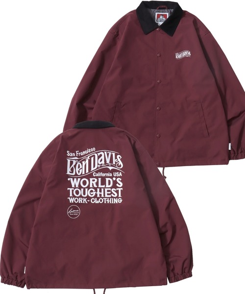 BEN DAVIS(ベンデイビス)の「BEN DAVIS/ベンデイビス OLD SIGN COACHES JACKET/オーバーサイズ バックプリント コーチジャケット/襟コーデュロイ ハンティング ジャケット/レディース メンズ(ナイロンジャケット・メンズ・ワイン/ブラック/カーキ・XL/L/M)」の3枚目の写真