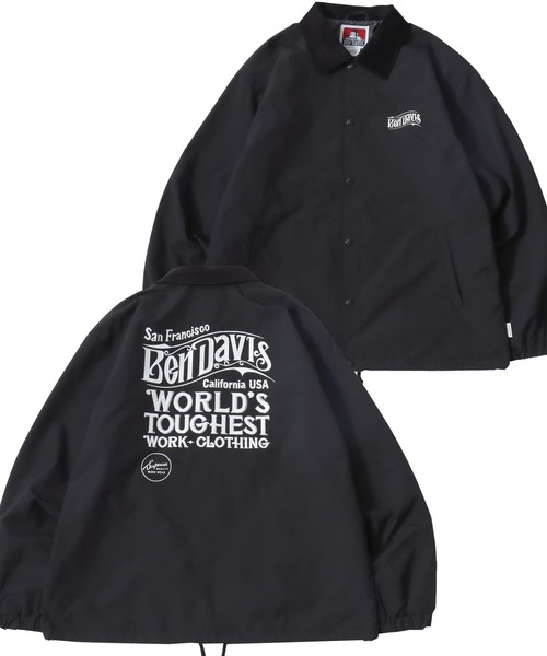 BEN DAVIS(ベンデイビス)の「BEN DAVIS/ベンデイビス OLD SIGN COACHES JACKET/オーバーサイズ バックプリント コーチジャケット/襟コーデュロイ ハンティング ジャケット/レディース メンズ(ナイロンジャケット・メンズ・ワイン/ブラック/カーキ・XL/L/M)」の2枚目の写真
