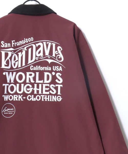BEN DAVIS(ベンデイビス)の「BEN DAVIS/ベンデイビス OLD SIGN COACHES JACKET/オーバーサイズ バックプリント コーチジャケット/襟コーデュロイ ハンティング ジャケット/レディース メンズ(ナイロンジャケット・メンズ・ワイン/ブラック/カーキ・XL/L/M)」の9枚目の写真