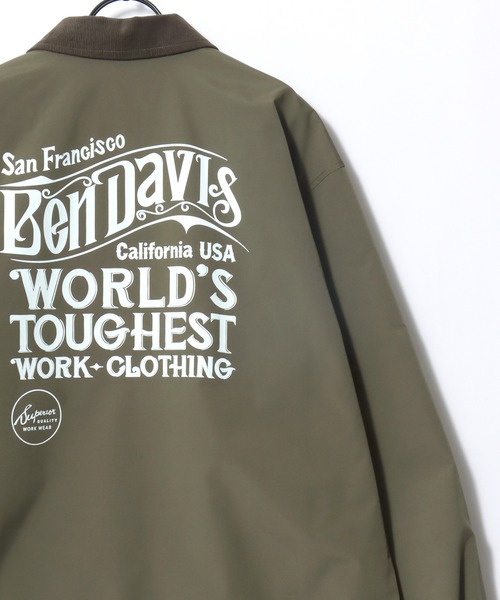 BEN DAVIS(ベンデイビス)の「BEN DAVIS/ベンデイビス OLD SIGN COACHES JACKET/オーバーサイズ バックプリント コーチジャケット/襟コーデュロイ ハンティング ジャケット/レディース メンズ(ナイロンジャケット・メンズ・ワイン/ブラック/カーキ・XL/L/M)」の7枚目の写真
