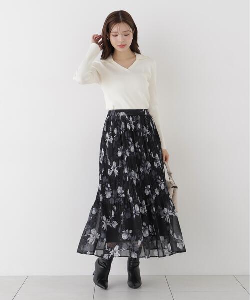 PROPORTION BODY DRESSING(プロポーションボディドレッシング)の「フラワープリントプリーツスカート / 1216220907(スカート・レディース・ブラック/ピンク・MEDIUM/P/S)」の6枚目の写真