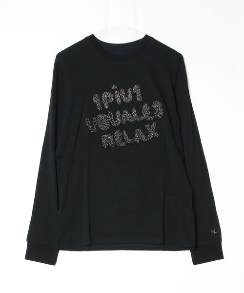 TETE HOMME(テットオム)の「【1PIU1UGUALE3 RELAX】GLITTER SAGARA LOGO L/S T-SHIRT(Tシャツ/カットソー・メンズ・ブラック/ホワイト・LARGE/X-LARGE/MEDIUM)」の1枚目の写真