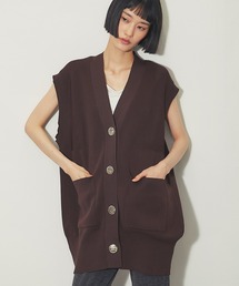 メタルボタンVネックニットベスト/ ジレ
