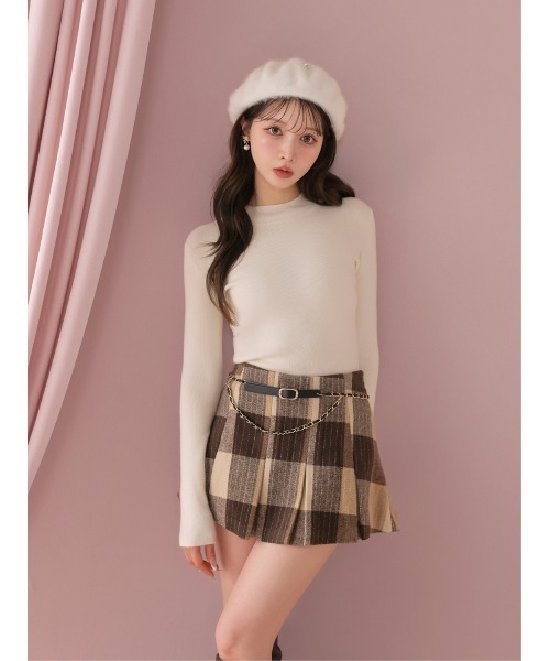 M me eme(エムミーエメ)の「Autumn check pleats mini skirt(eme11174)(スカート・レディース・ブラウン・FL/XS/FREE)」の4枚目の写真