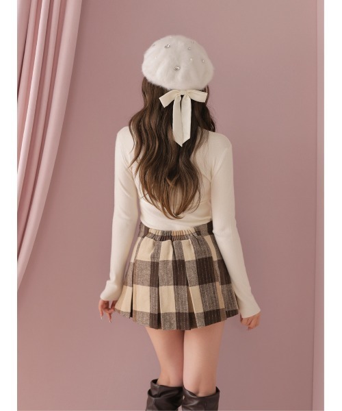 M me eme(エムミーエメ)の「Autumn check pleats mini skirt(eme11174)(スカート・レディース・ブラウン・FL/XS/FREE)」の5枚目の写真