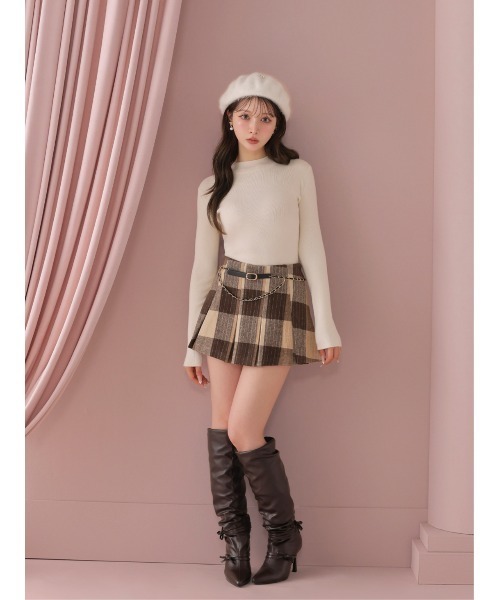 M me eme(エムミーエメ)の「Autumn check pleats mini skirt(eme11174)(スカート・レディース・ブラウン・FL/XS/FREE)」の6枚目の写真