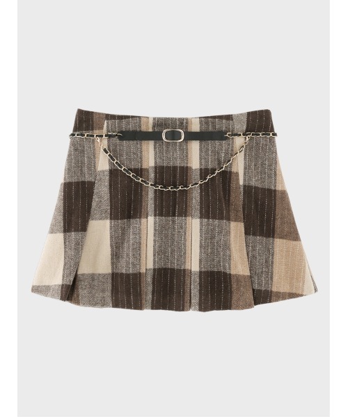 M me eme(エムミーエメ)の「Autumn check pleats mini skirt(eme11174)(スカート・レディース・ブラウン・FL/XS/FREE)」の2枚目の写真