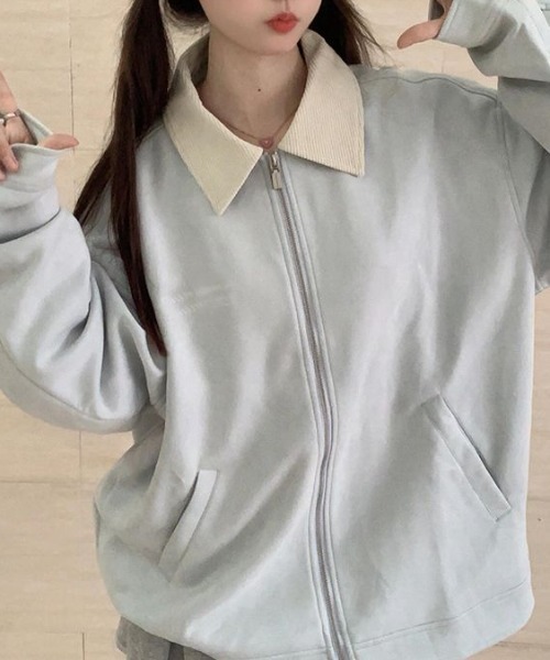 AMAJI(アマジ)の「フェイクスエード ジップアップジャケット(その他アウター・レディース・ライトブルー・SMALL/MEDIUM/LARGE/X-LARGE)」の1枚目の写真