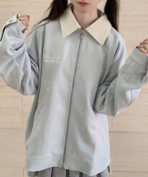 AMAJI(アマジ)の「フェイクスエード ジップアップジャケット(その他アウター・レディース・ライトブルー・SMALL/MEDIUM/LARGE/X-LARGE)」の2枚目の写真