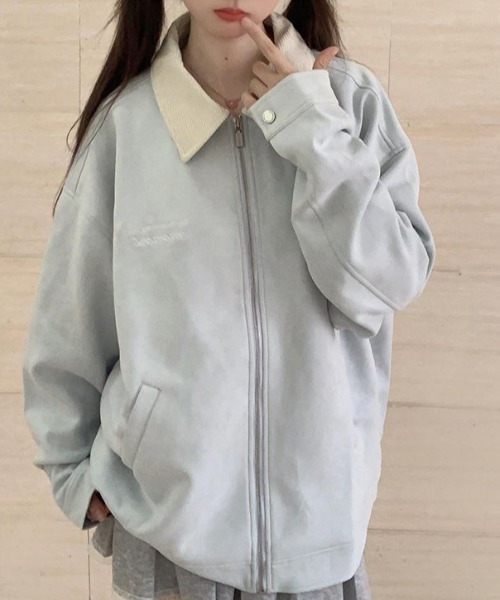 AMAJI(アマジ)の「フェイクスエード ジップアップジャケット(その他アウター・レディース・ライトブルー・SMALL/MEDIUM/LARGE/X-LARGE)」の3枚目の写真