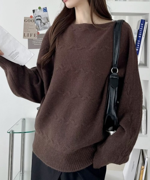 Ada.(エイダ)の「波柄 ワイドネック ニット プルオーバー(ニット/セーター・レディース・レッド/ホワイト/ブラック/ブラウン・FREE)」の19枚目の写真