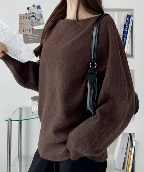 Ada.(エイダ)の「波柄 ワイドネック ニット プルオーバー(ニット/セーター・レディース・レッド/ホワイト/ブラック/ブラウン・FREE)」の22枚目の写真