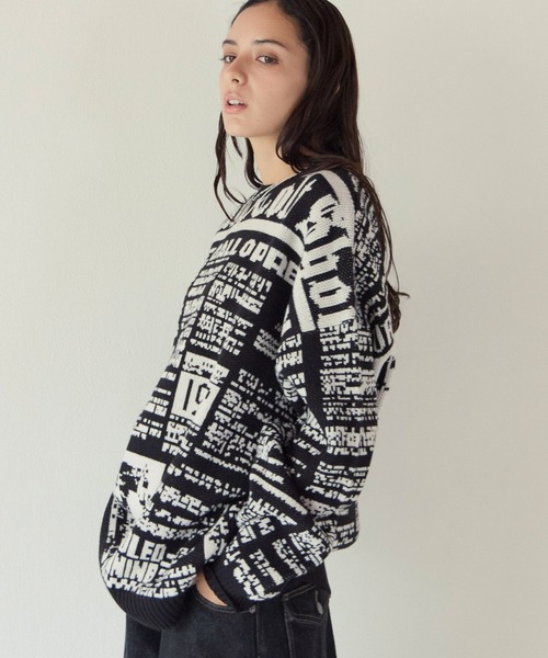 PBLIM(ページボーイリム)の「《UNISEX》ニュースペーパーニット(ニット/セーター・レディース・オフホワイト/ブラック・FREE)」の12枚目の写真