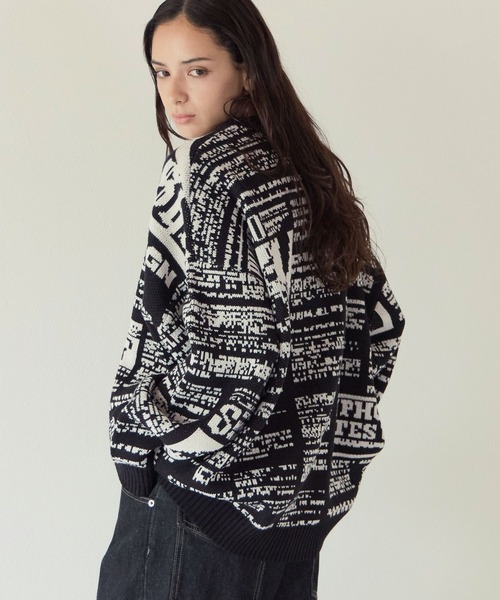 PBLIM(ページボーイリム)の「《UNISEX》ニュースペーパーニット(ニット/セーター・レディース・オフホワイト/ブラック・FREE)」の14枚目の写真