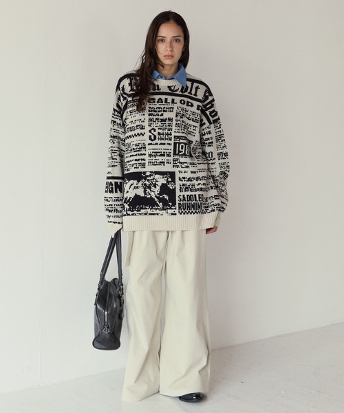 PBLIM(ページボーイリム)の「《UNISEX》ニュースペーパーニット(ニット/セーター・レディース・オフホワイト/ブラック・FREE)」の8枚目の写真