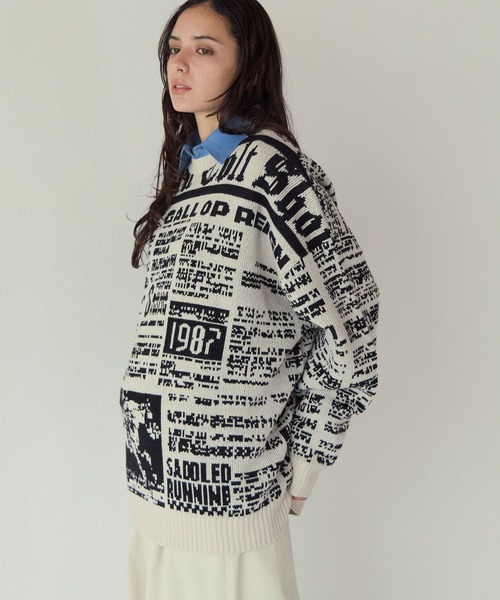 PBLIM(ページボーイリム)の「《UNISEX》ニュースペーパーニット(ニット/セーター・レディース・オフホワイト/ブラック・FREE)」の5枚目の写真