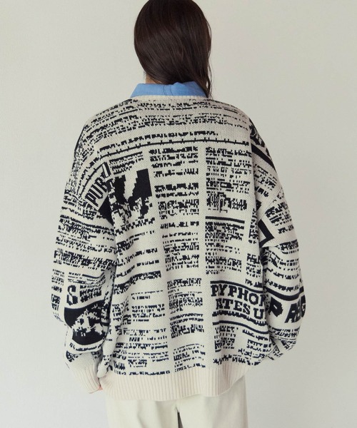 PBLIM(ページボーイリム)の「《UNISEX》ニュースペーパーニット(ニット/セーター・レディース・オフホワイト/ブラック・FREE)」の7枚目の写真