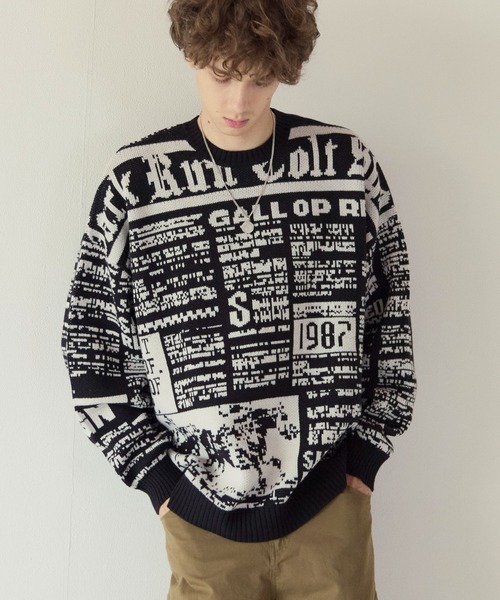 PBLIM(ページボーイリム)の「《UNISEX》ニュースペーパーニット(ニット/セーター・レディース・オフホワイト/ブラック・FREE)」の20枚目の写真