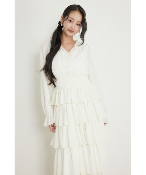 rienda(リエンダ)の「ドットフラワーウエストシャーリングワンピース 秋服(ワンピース・レディース・ホワイト/レッド系その他/ブラック系その他・SMALL/MEDIUM)」の7枚目の写真