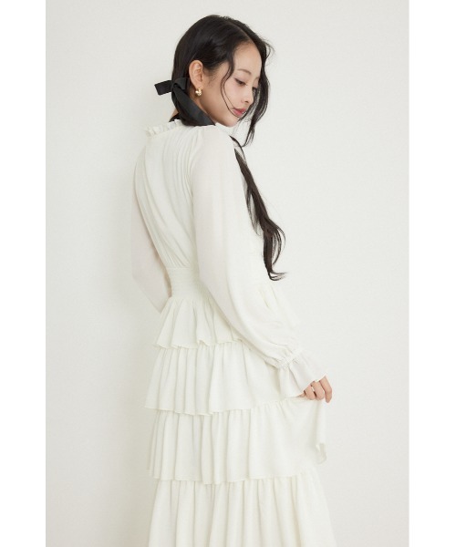 rienda(リエンダ)の「ドットフラワーウエストシャーリングワンピース 秋服(ワンピース・レディース・ホワイト/レッド系その他/ブラック系その他・SMALL/MEDIUM)」の9枚目の写真